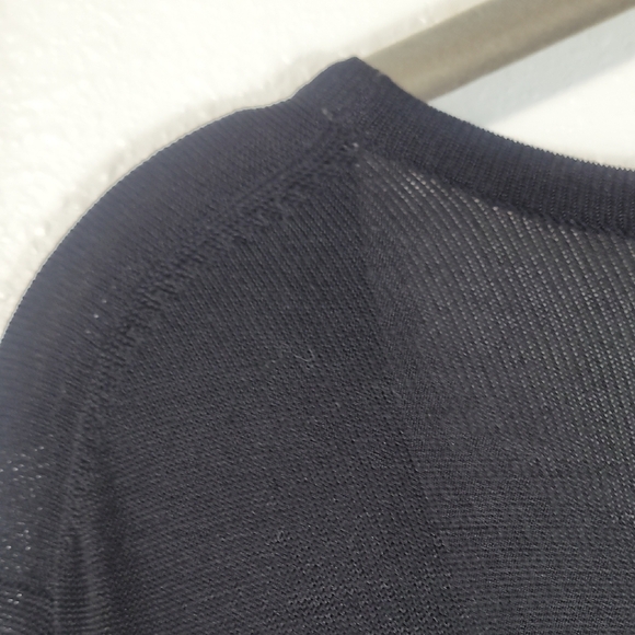 Leon Max Knit Sweater Dress Size L Black Silk Long Sleeve Ruffle Money Modest - Picture 14 of 16